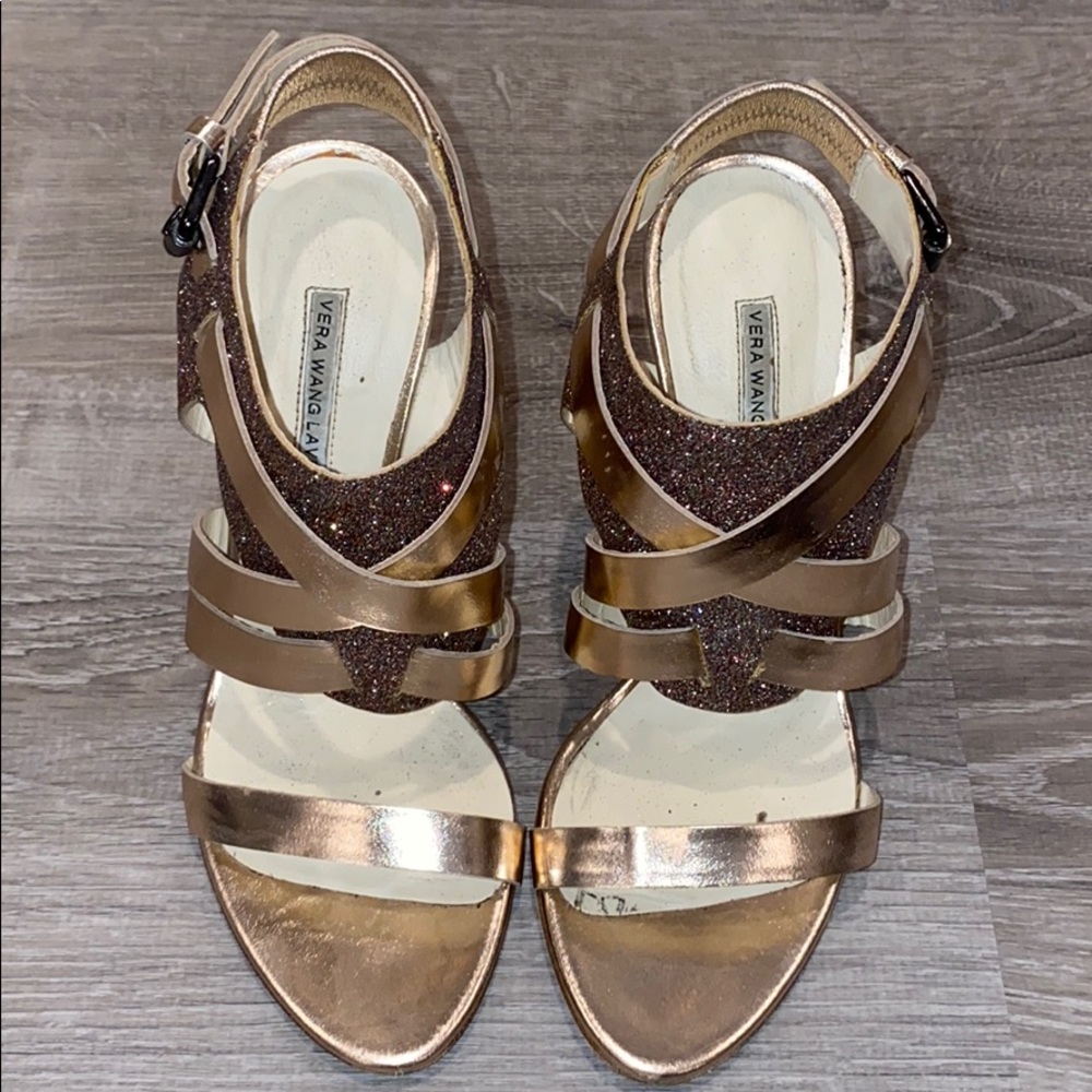 Vera Wang Lavender gold heels